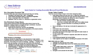 Quick Guide for Accessible Excel Documents Sample