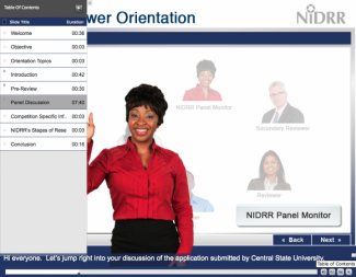 Screenshot from the Orientation Module