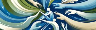 Abstract depiction of a support network helping someone recovering from a substance use disorder