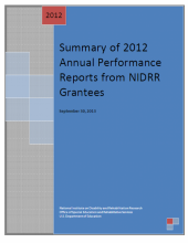 Summary of 2012 Annual Performance Reports from NIDRR Grantees front cover