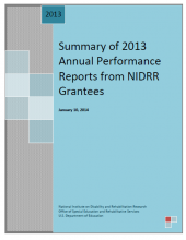 Summary of 2013 Annual Performance Reports from NIDRR Grantees front cover