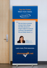 Display banner featuring Karen D., a Ticket to Work ticket holder