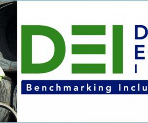 DEI Disability Equality Index. Benchmarking Inclusion Practices. Two construction workers - one in a wheelchair - on a construction site.